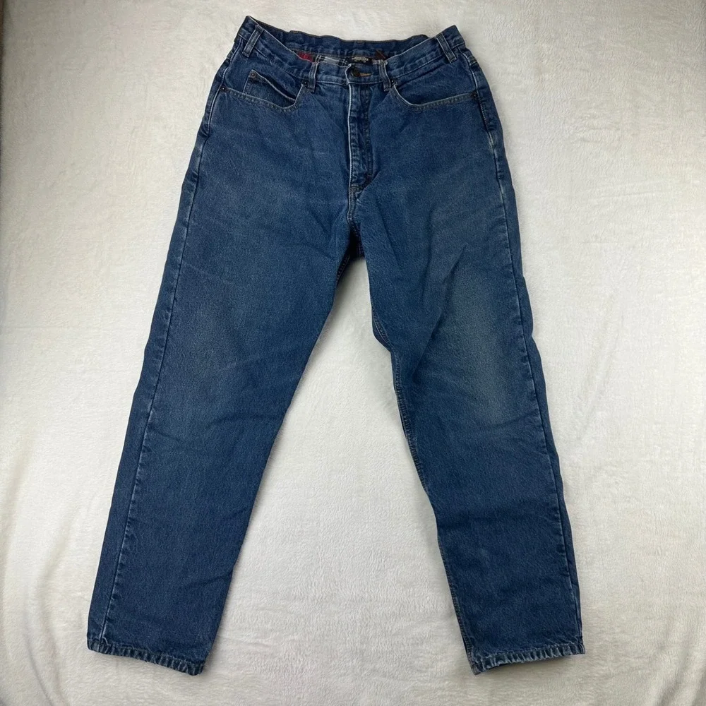 Guide Gear Flannel Lined Jeans Womens 14‎ Blue Straight VTG Plaid Cotton Denim
